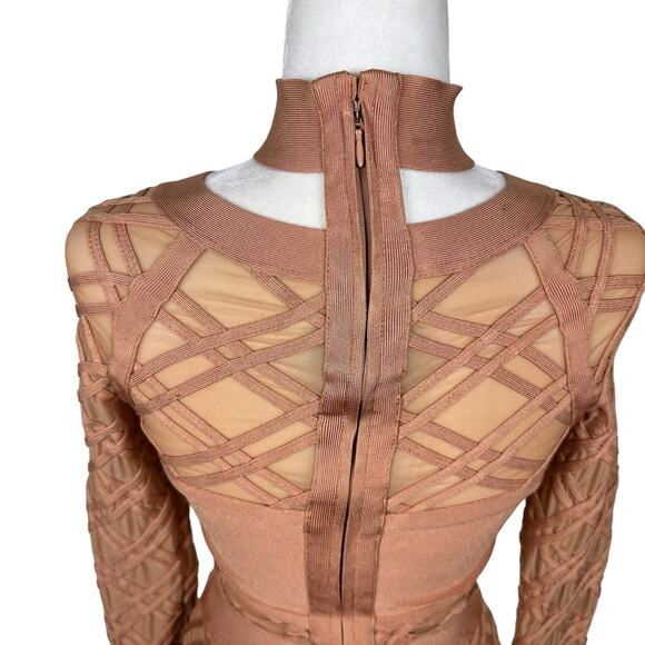 House of CB Cressida Bandage Bodycon Tan Dress Size Medium - Picture 6 of 9